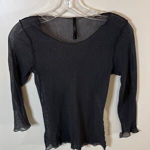 Porto Chic Charcoal Sheer Long Sleeve Top